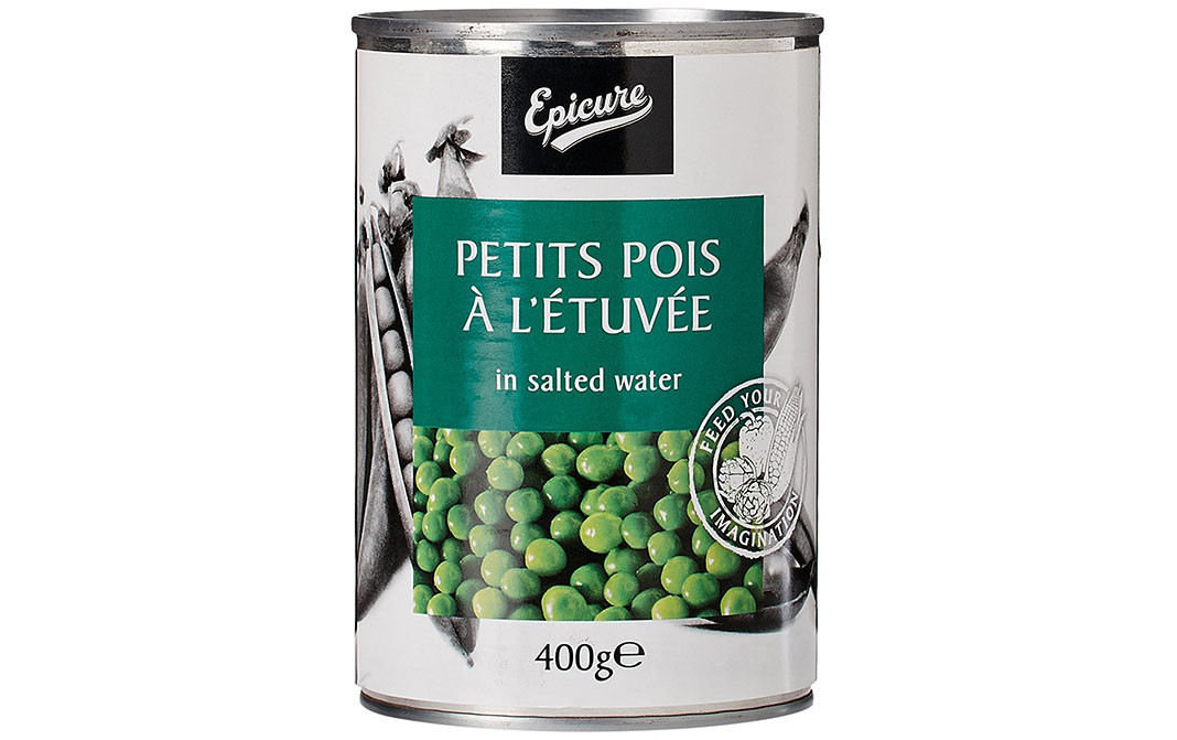 Epicure Petits Pois A L'étuvée In Salted Water   Tin  400 grams